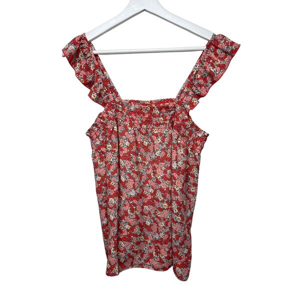 LOFT Tops - Loft Top Womens Size Medium Shirt Sleeveless Tank Blouse Floral Boho Orange Pink